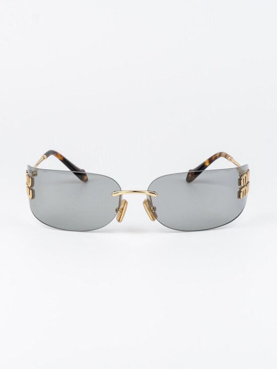 Miu Miu Women Sunglasses Gold Grey Rectangle Rimless MUA51S 5AK50K NEW AUTHENTIC main image 6